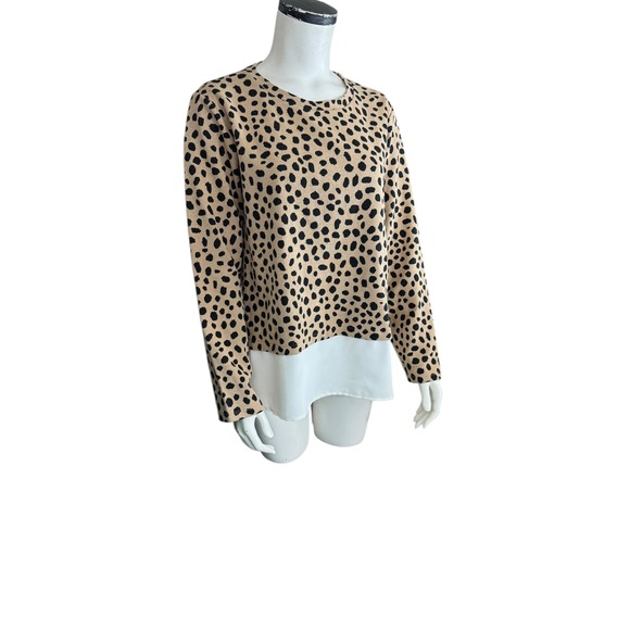Ann Taylor XL Leopard Print Two-in-One Layered Knit Top Long Sleeves - Picture 9 of 9